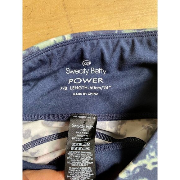 SWEATY Betty BNWOT "power pocket" tights 7/8 sz XXS NEW Green abstract tie dye - Picture 4 of 7